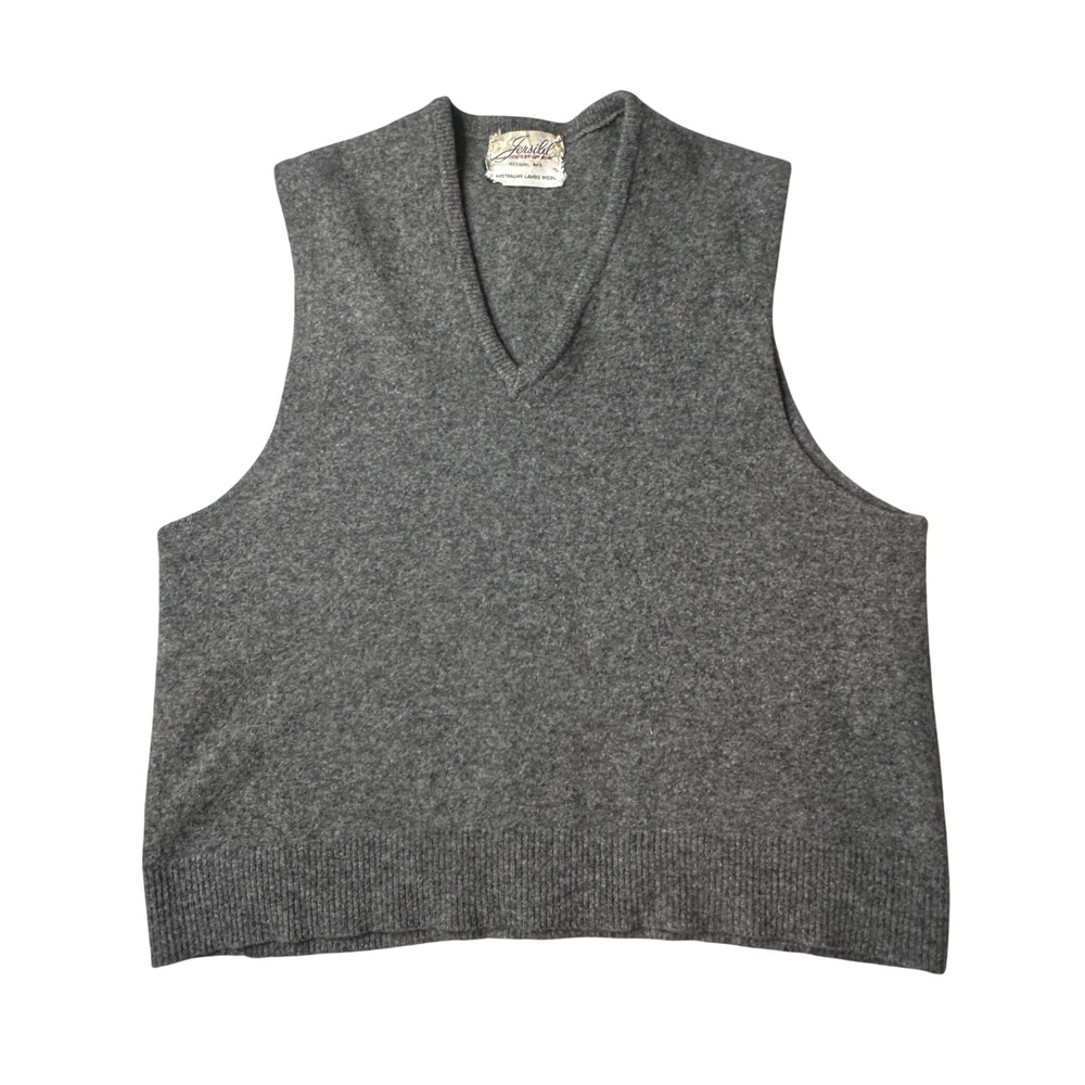 Vintage Jersild Sweater Vest Kids Medium Gray Australian Lambs Wool V-Neck 60s